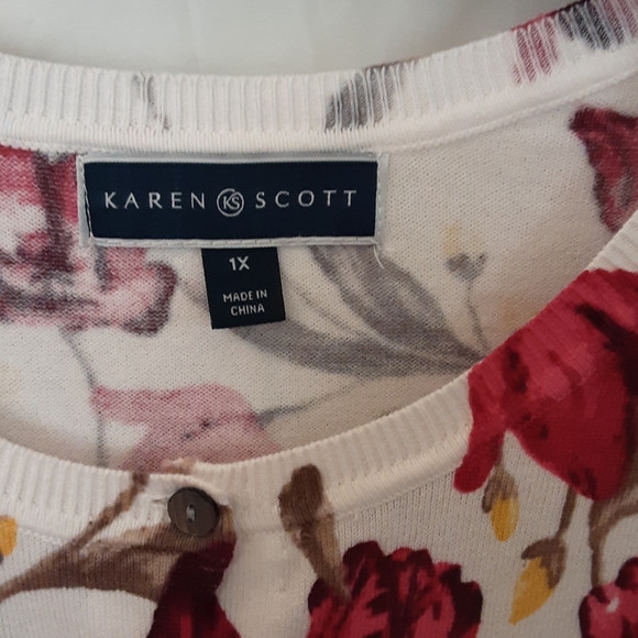 NWT Karen Scott 1X Crewneck Cardigan Sweater - Picture 2 of 4